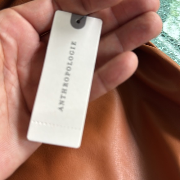 Anthropologie brown Faux Leather Shirt XL - Picture 12 of 12